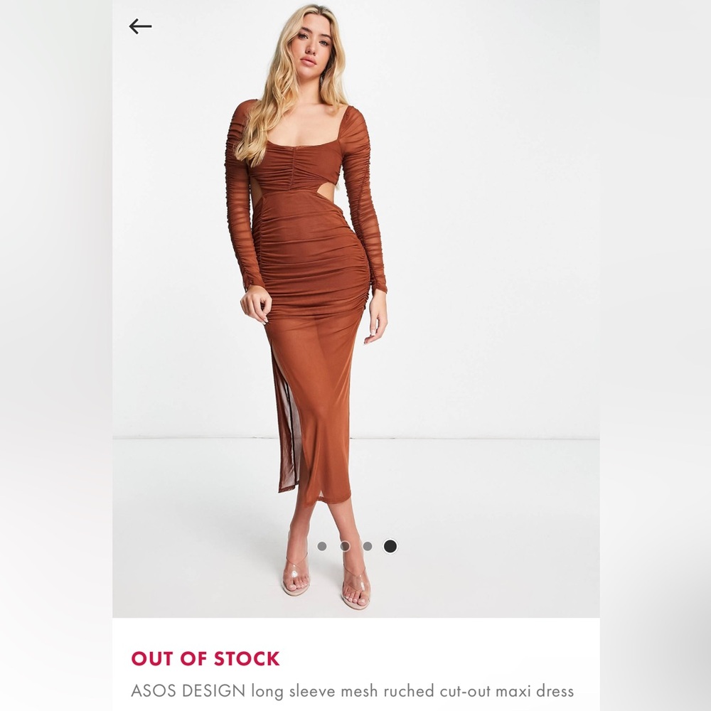 ASOS DESIGN long sleeve mesh ruched cut-out maxi dress